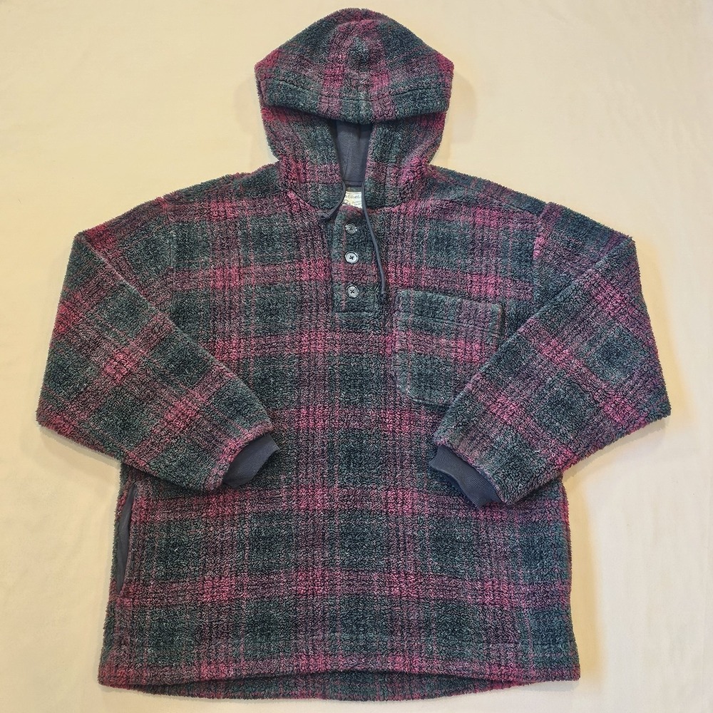 Vintage‎ Authentic Gap Clothing Hoodie Mens S Made In USA Plaid Sherpa